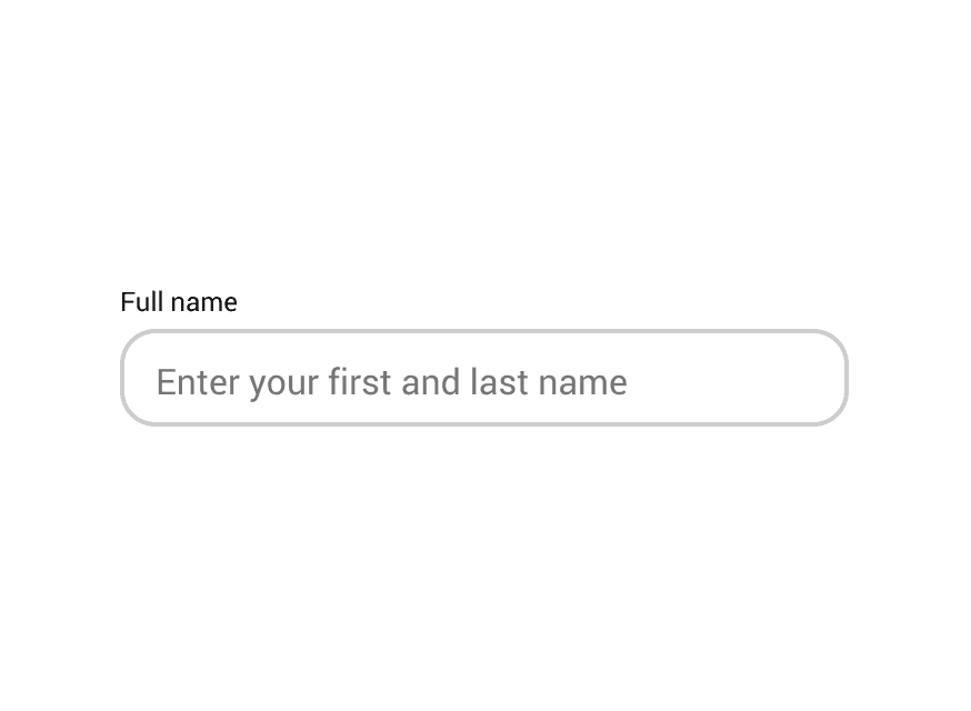 A form field where the gray text inside the field reads, enter your first and last name.