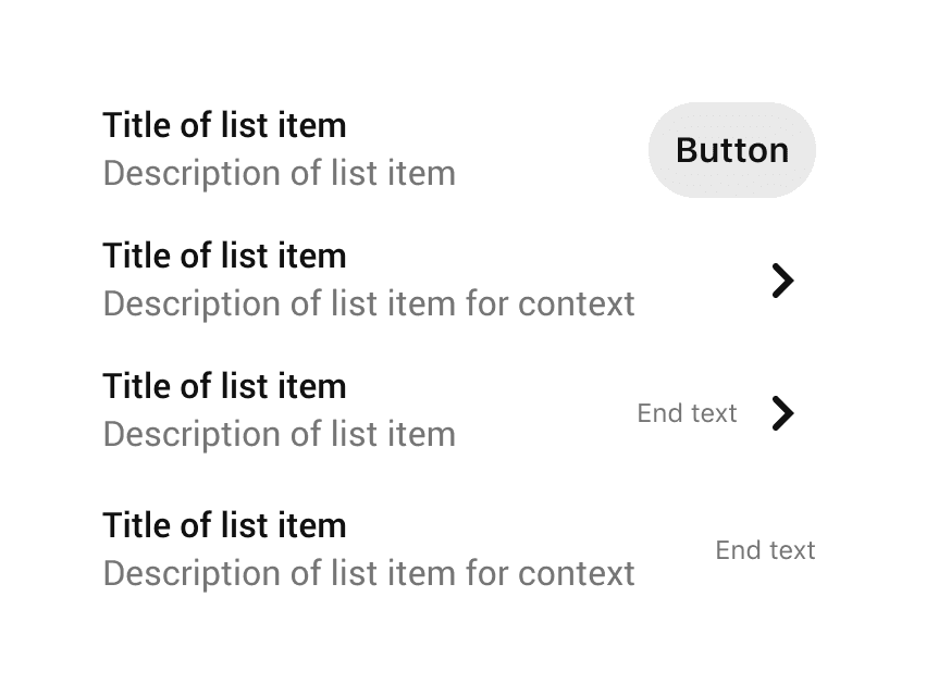 An ListAction showing interest options and a multiple choice checkbox selection.