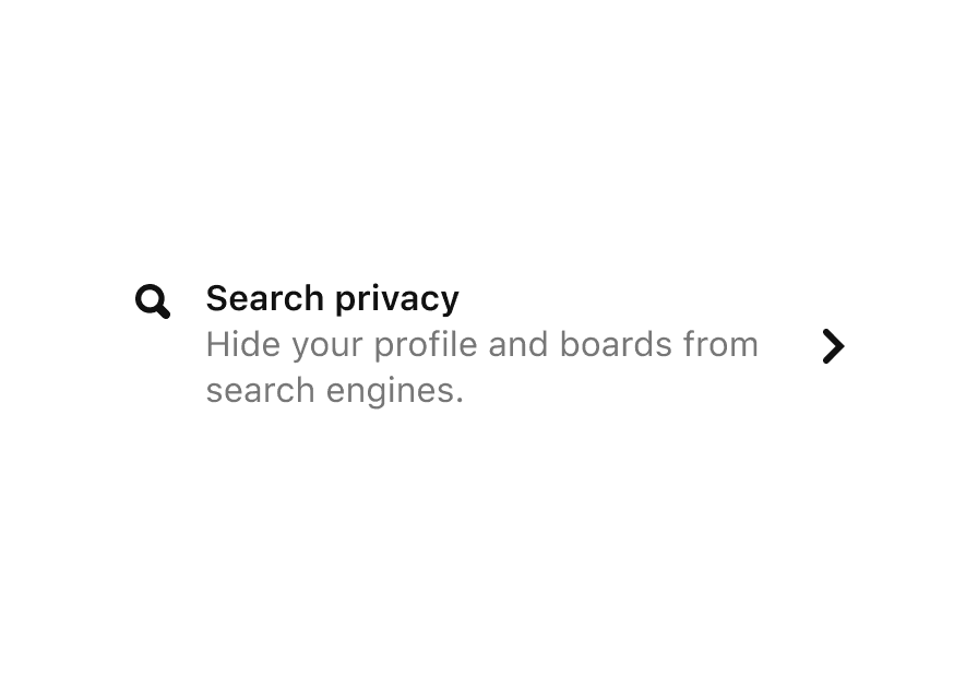 An ListAction item with content about search privacy and a search icon.