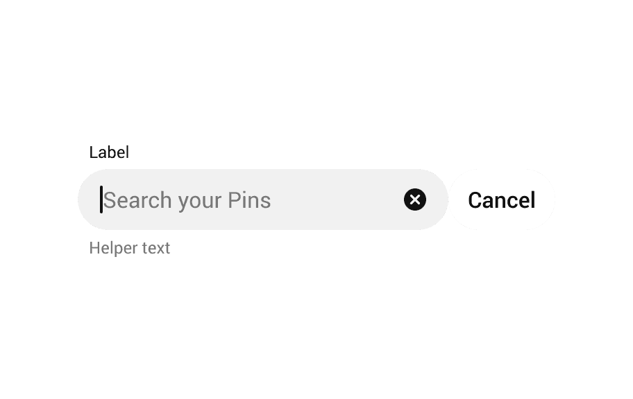 An example of a search field with a trailing button, allowing the user to cancel the search.