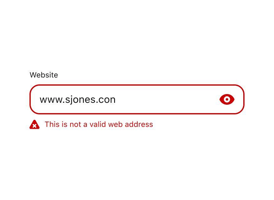 A form field with an error. The error text reads, this is not a valid web address.