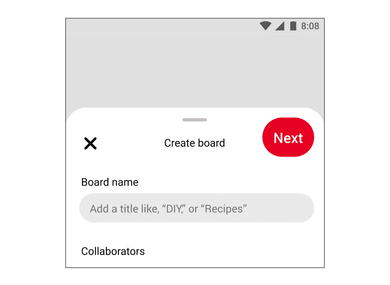 a partial sheet with a button in the top right corner of the header