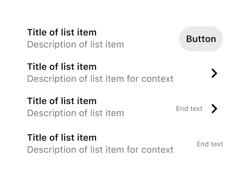 An ListAction showing interest options and a multiple choice checkbox selection.