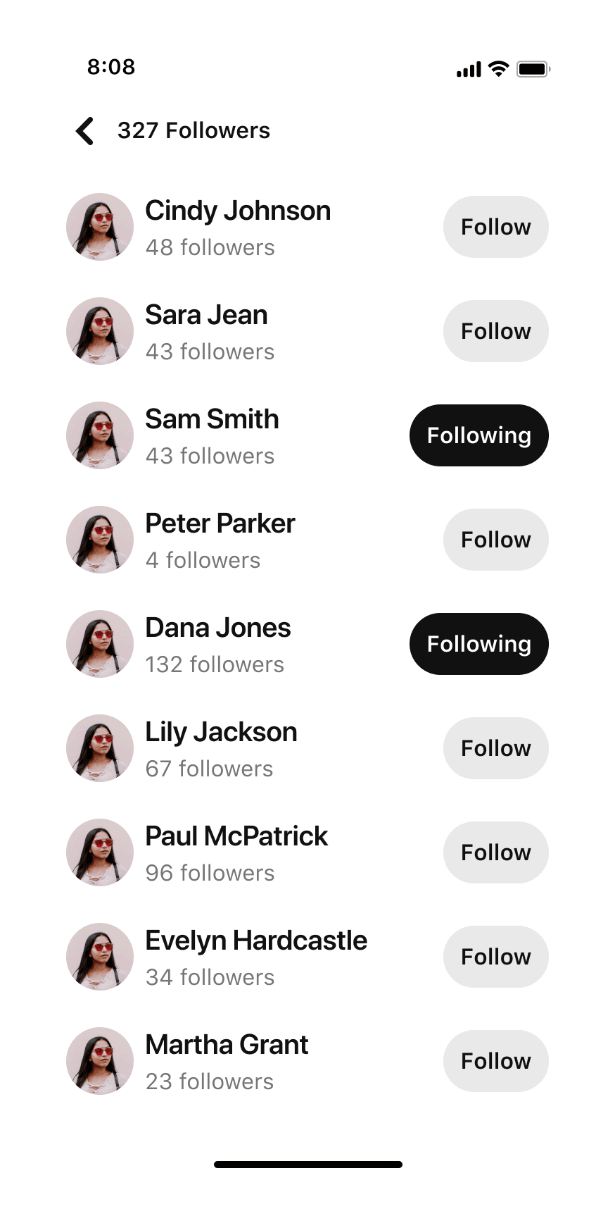 a Full sheet that takes up the full phone screen and shows a profile picture and the ability to see ideas from a pinner, along with other actions like downloading and changing the profile picture