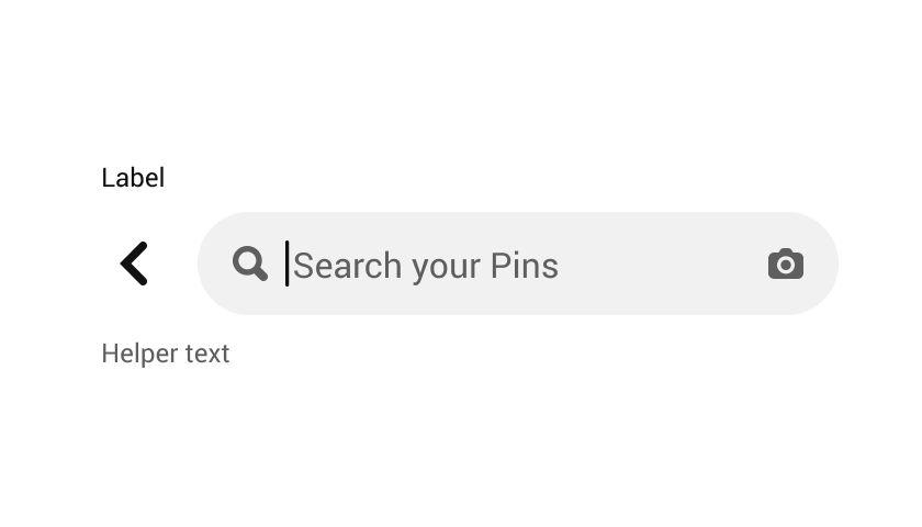 An example of a search field with a leading icon button allowing the user to move backwards.