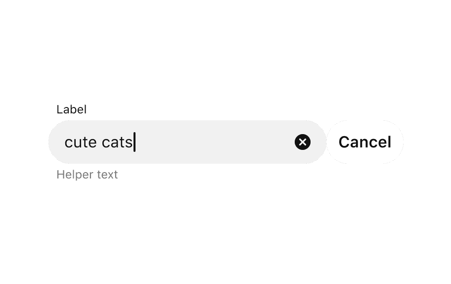 An example of a search field with a trailing button, allowing the user to cancel the search.