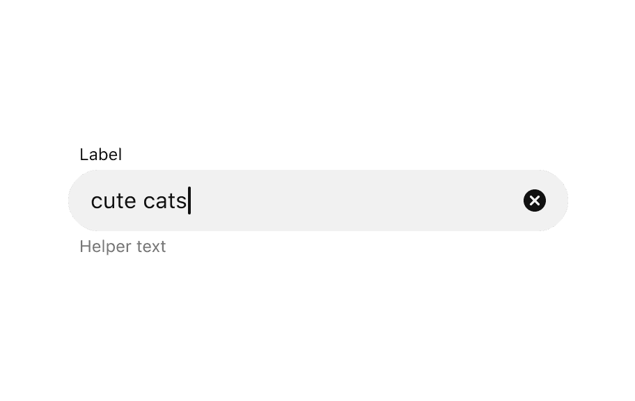 An example of a search field with text entered and a clear icon.