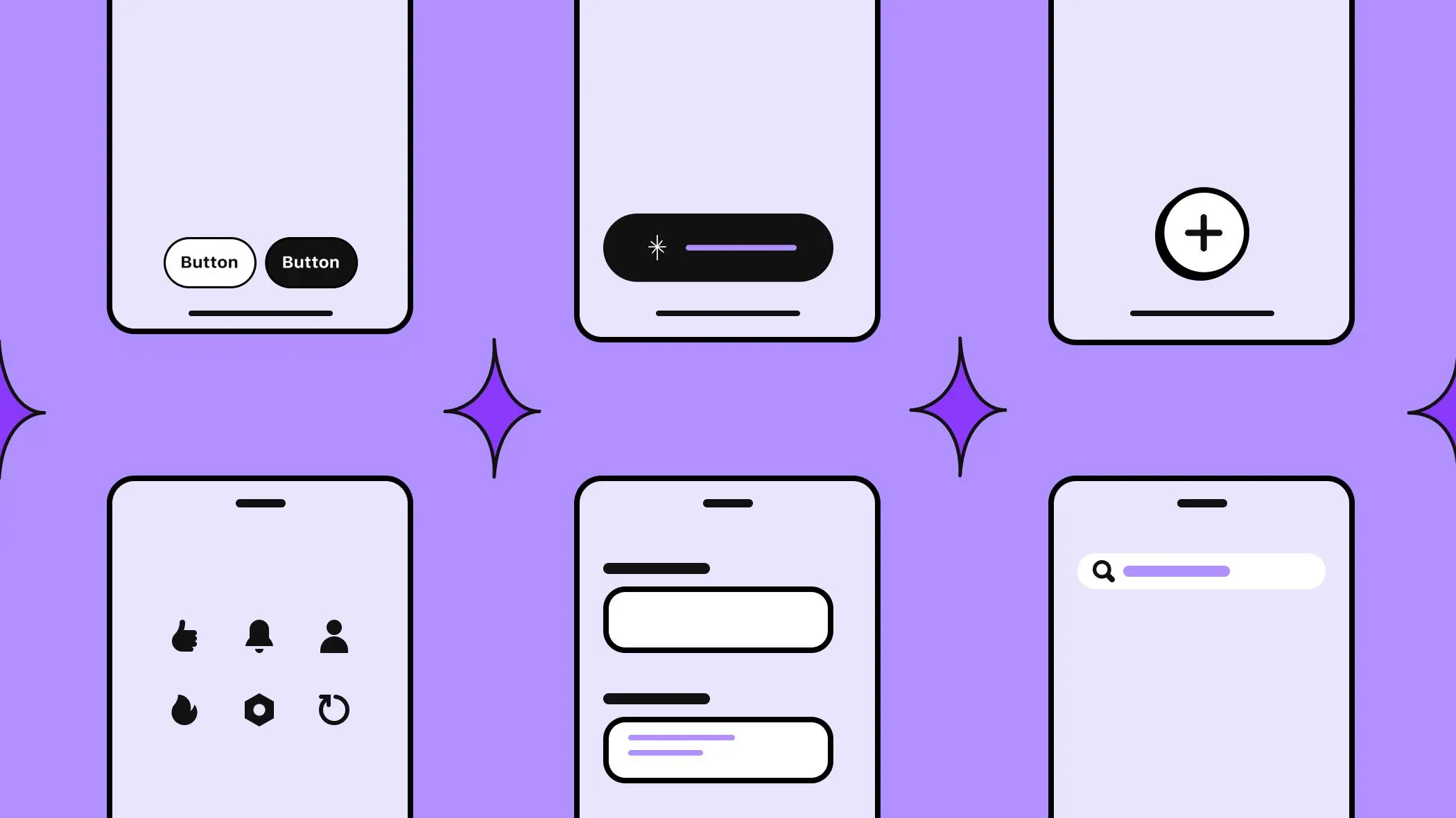 Illustration of mobile design system components.