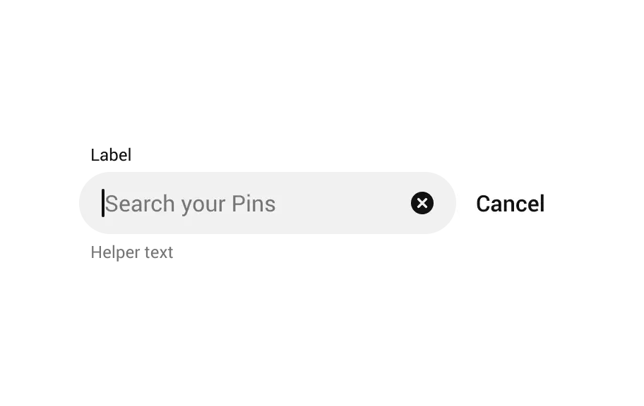 An example of a search field with a trailing button, allowing the user to cancel the search.