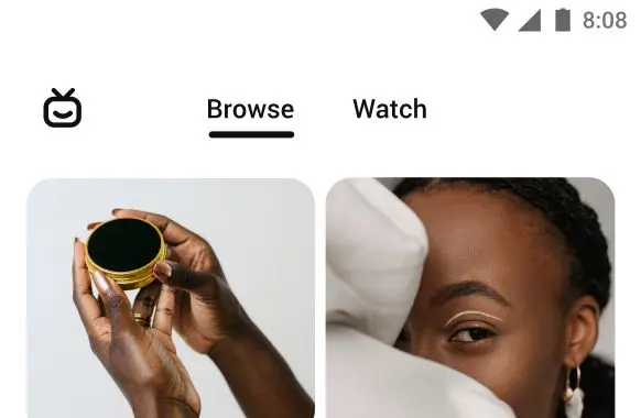 The Pinterest homepage with a 16 pixel TV icon.