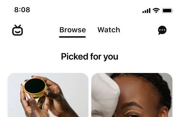 The Pinterest homepage with a 16 pixel TV icon.