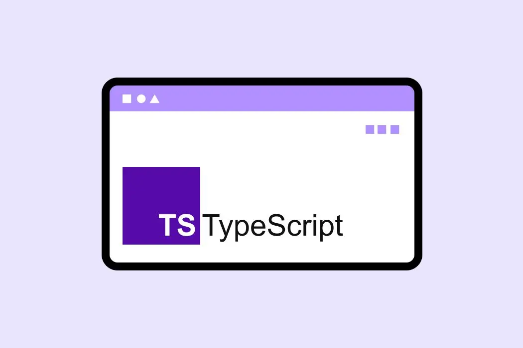 An illustration of a browser window displaying the TypeScript logo.